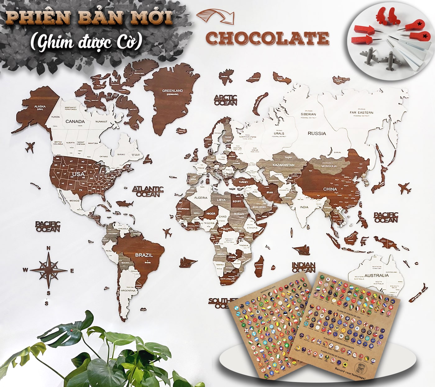 Bản đồ gỗ 3D - Chocolate